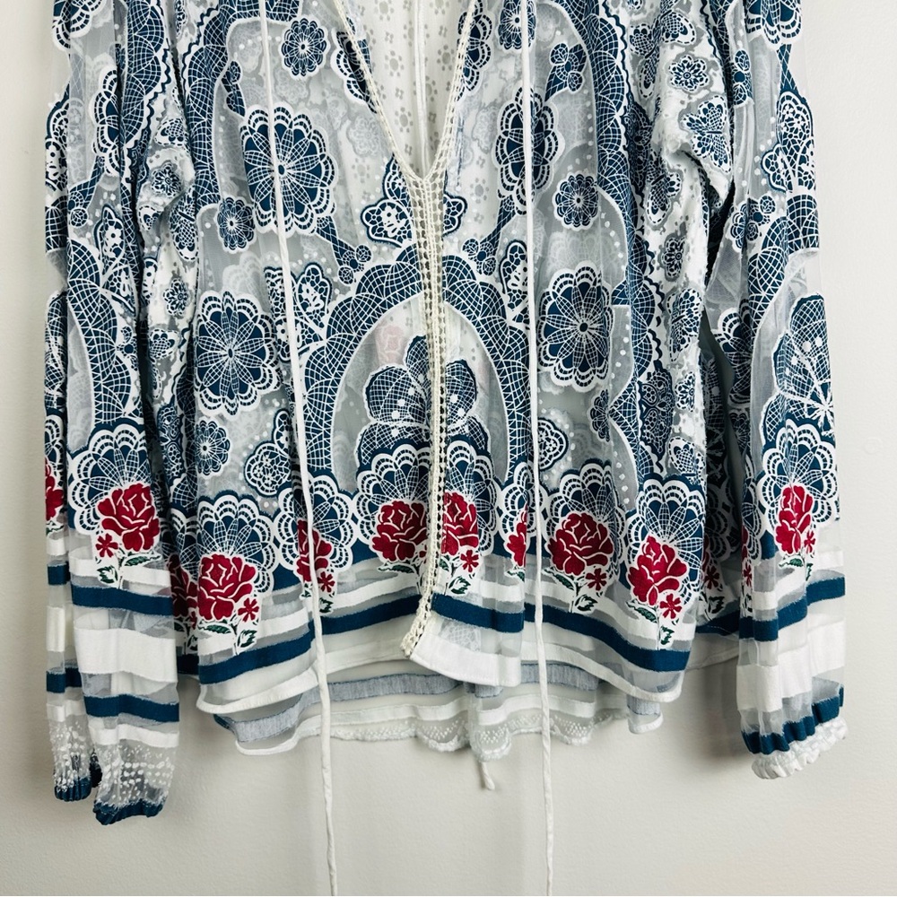 FARM Rio Blue and Red Patterned Blouse - Picture 4 of 15
